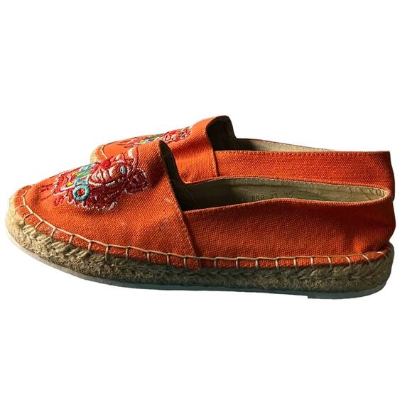 Kenzo Tiger-Embroidered Orange Canvas Espadrille Flats Size 35 (US SIZE 4) - Picture 6 of 16